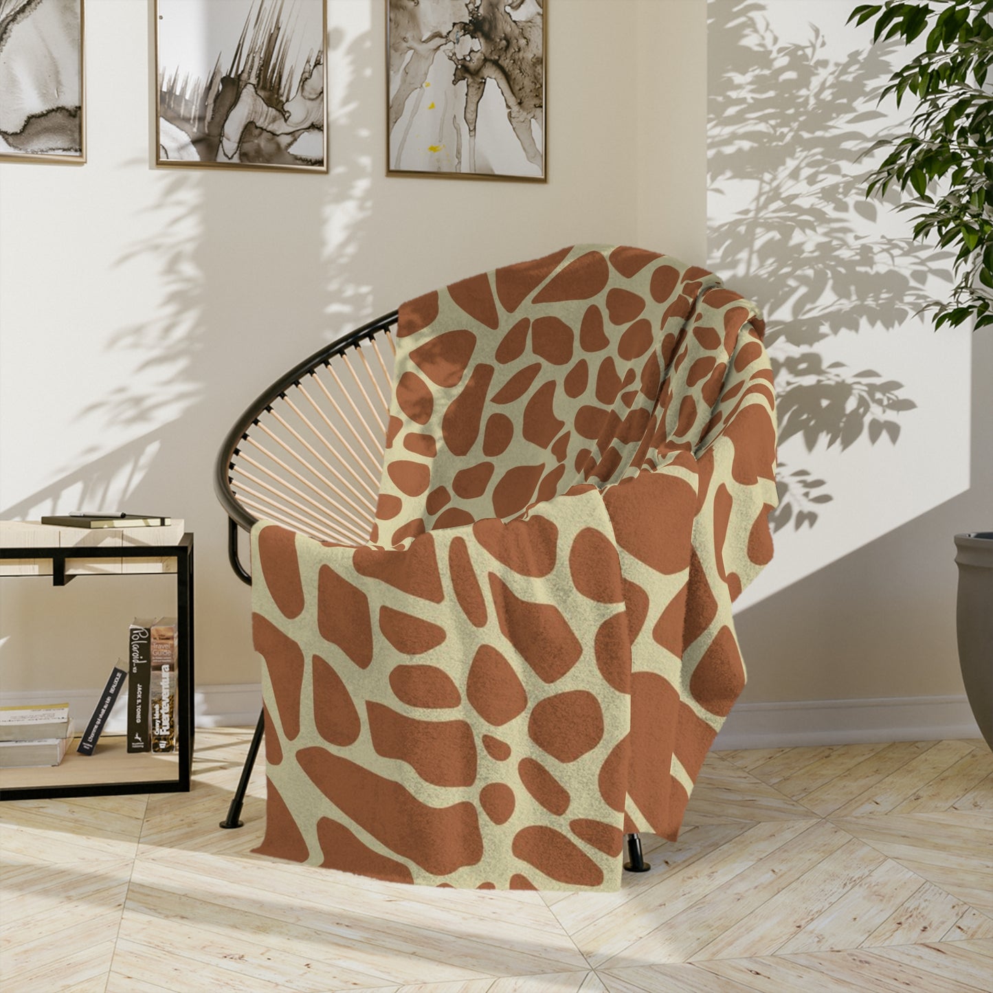 Gentle Giraffe Pattern Theme Throw Sofa Bed Blanket Giraffe Nursery - Soft Thick Velveteen Minky Throw Blanket