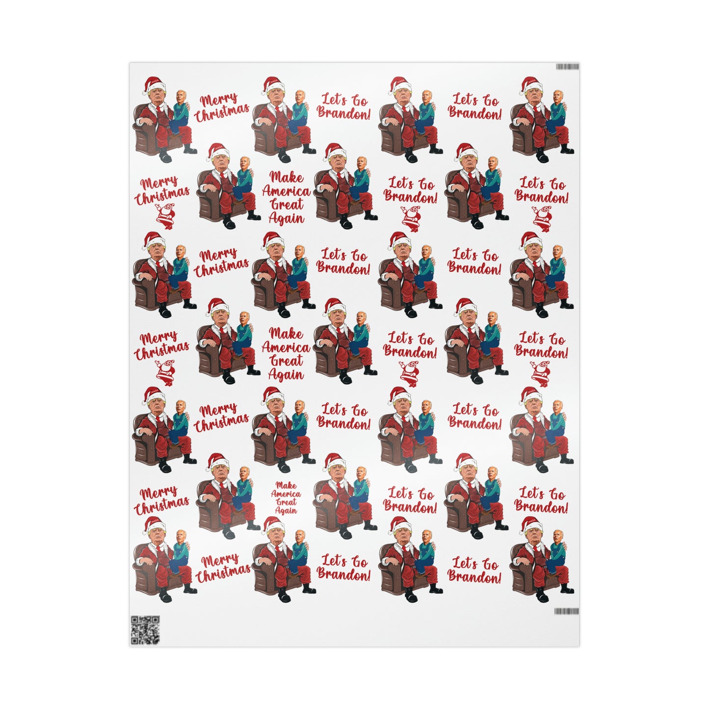 Greatest Trump Gift Wrap for Christmas - Let's Go Brandon Gift Wrap - Santa Trump Confused Biden Sitting on Lap Gift Wrap