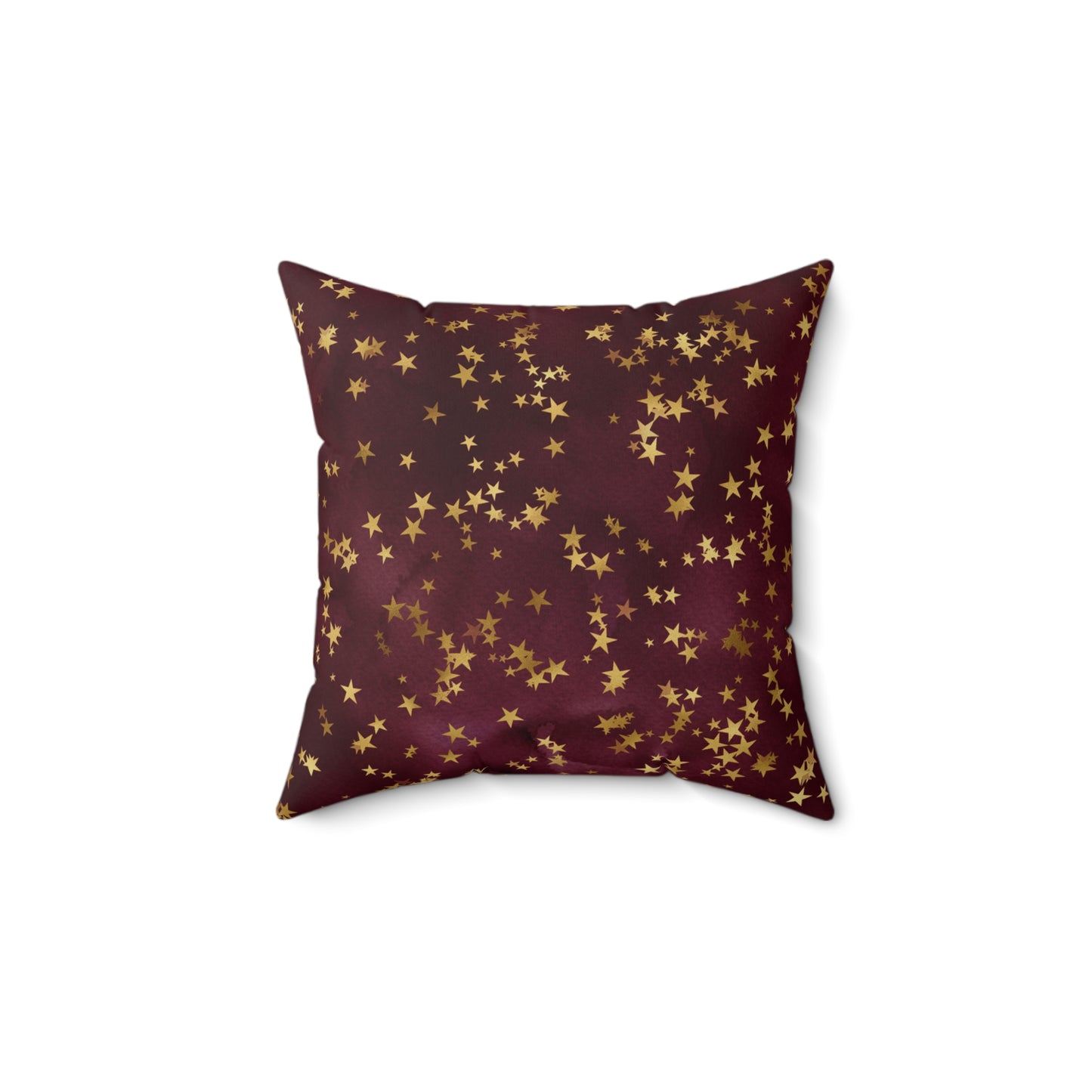 Fantasy Space Purple Wine Gold Stars Print Spun Polyester Square Pillow