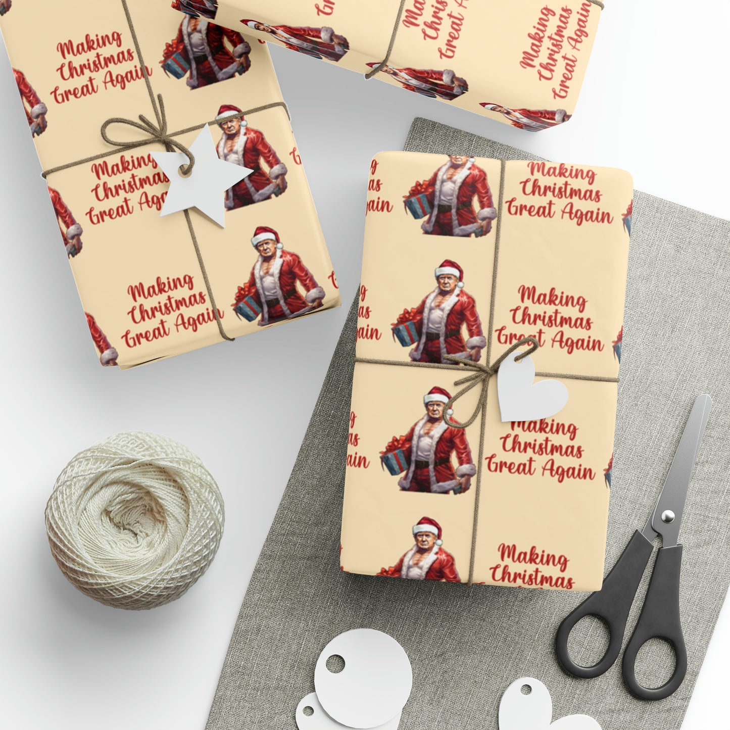 Buff Santa Trump Gift Wrap Merry Christmas Gift Wrap Elf Funny Trump 2024 Trump Wrapping Paper Trump Christmas