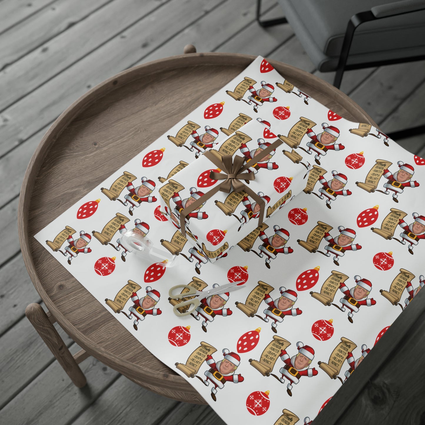 Great Santa Trump Wrapping Paper for Gifts - Trump's Naughty List Christmas Gift Wrap