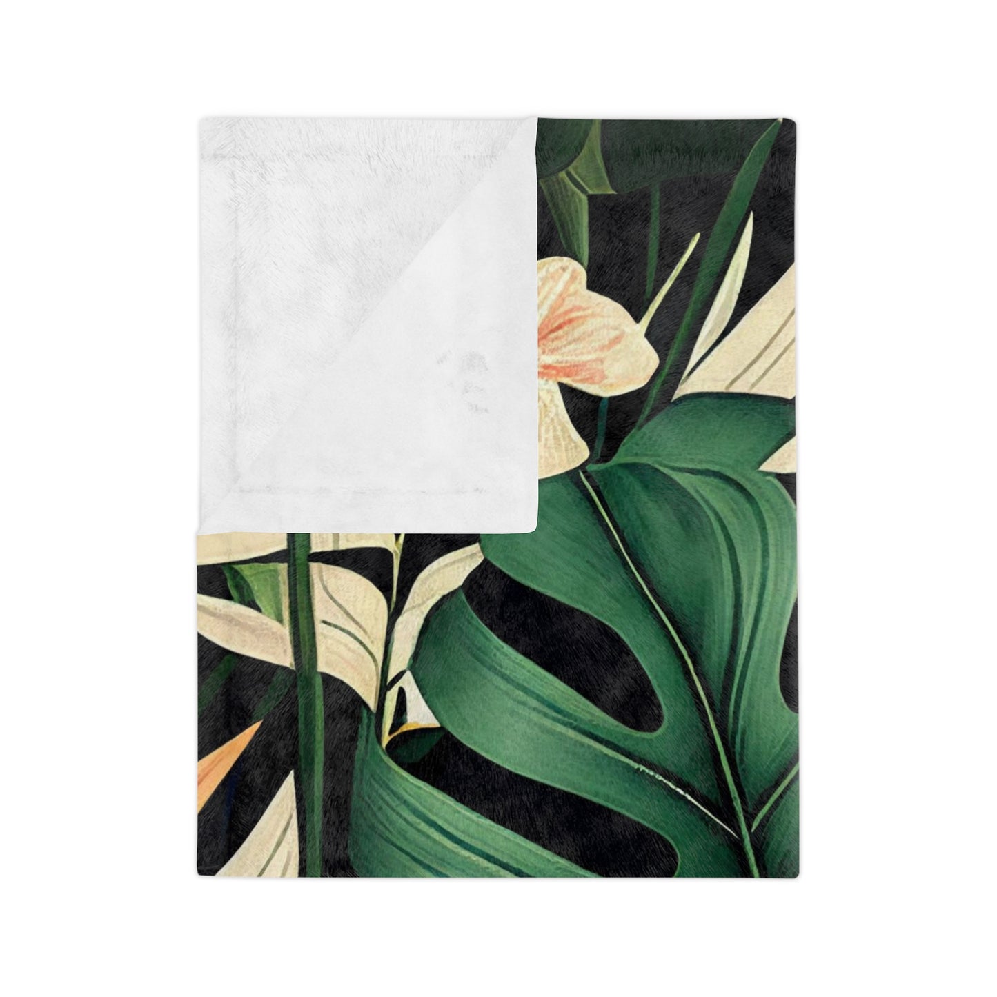Terrific Tropical Monstera Leaf Pattern Throw Sofa Bed Blanket - Soft Thick Velveteen Minky Throw Blanket