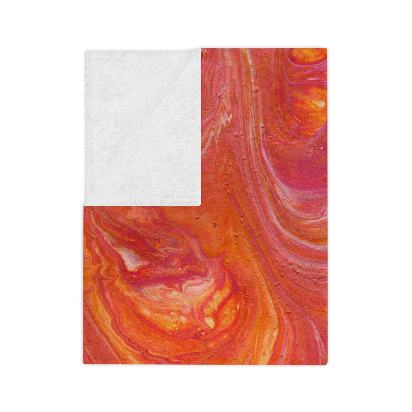 Orange Pink Hues Acrylic Fluid Pattern Style Throw Sofa Bed Blanket - Soft Thick Velveteen Minky Throw Blanket