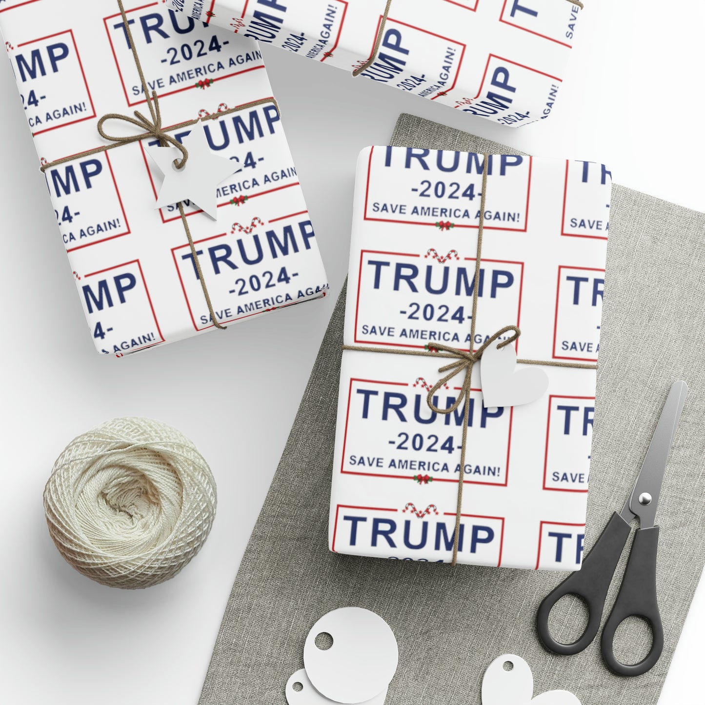 Great Trump Christmas Gift Trump Wrapping Paper Trump 2024 Save America Again Christmas Candy Cane Gift Wrap