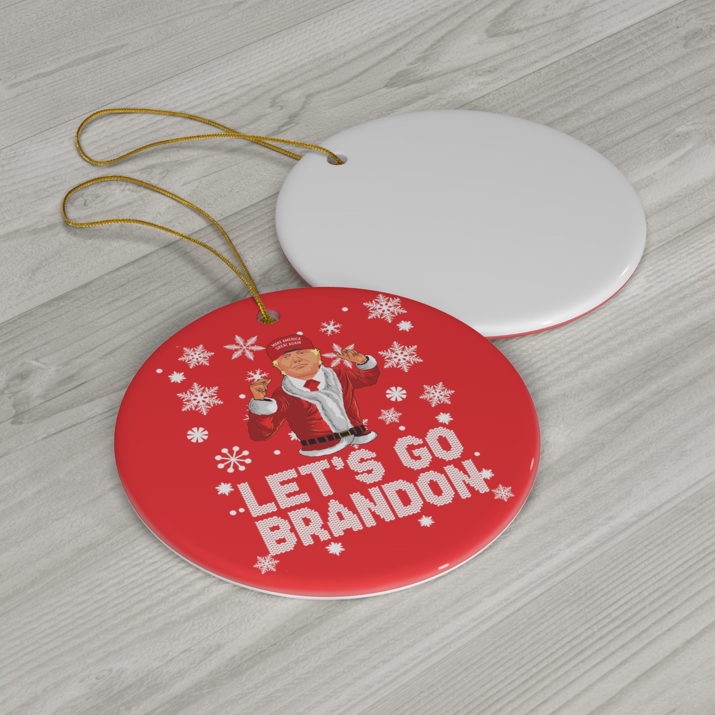 Santa Trump Maga Let's Go Brandon Ornament for Christmas Trump Ornament