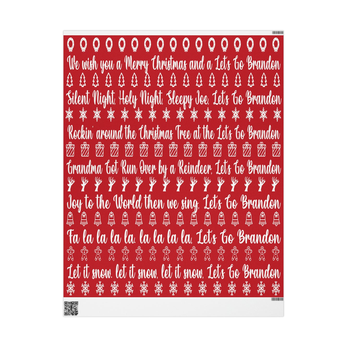 Funny Let's Go Brandon Christmas Gift Wrap Red - Brandon Gift Wrap - Funny Trump Christmas Songs Red Christmas Wrap