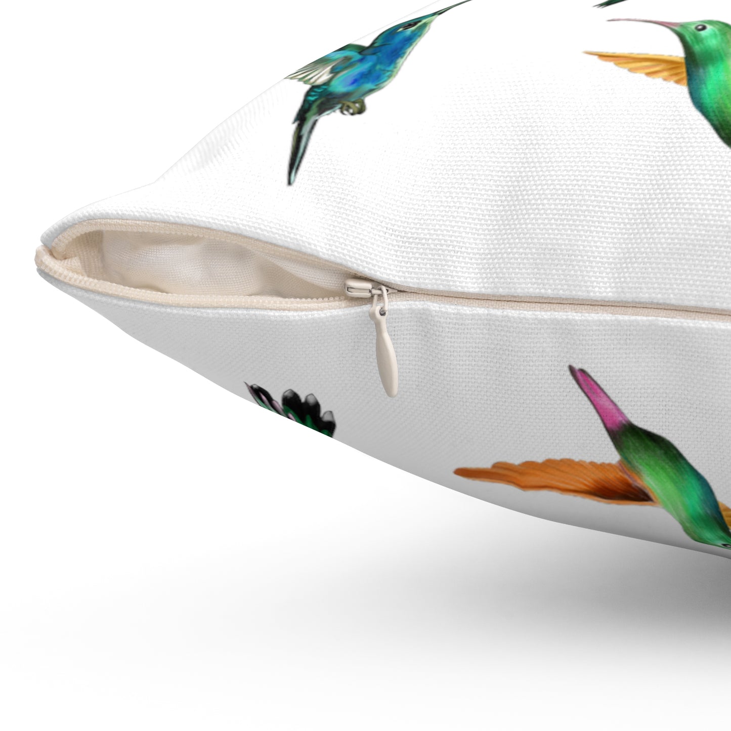 Beautiful Hummingbird Pillow Colorful Digital Watercolor Bird Lover Bird Watcher Nature Spun Polyester Square Pillow