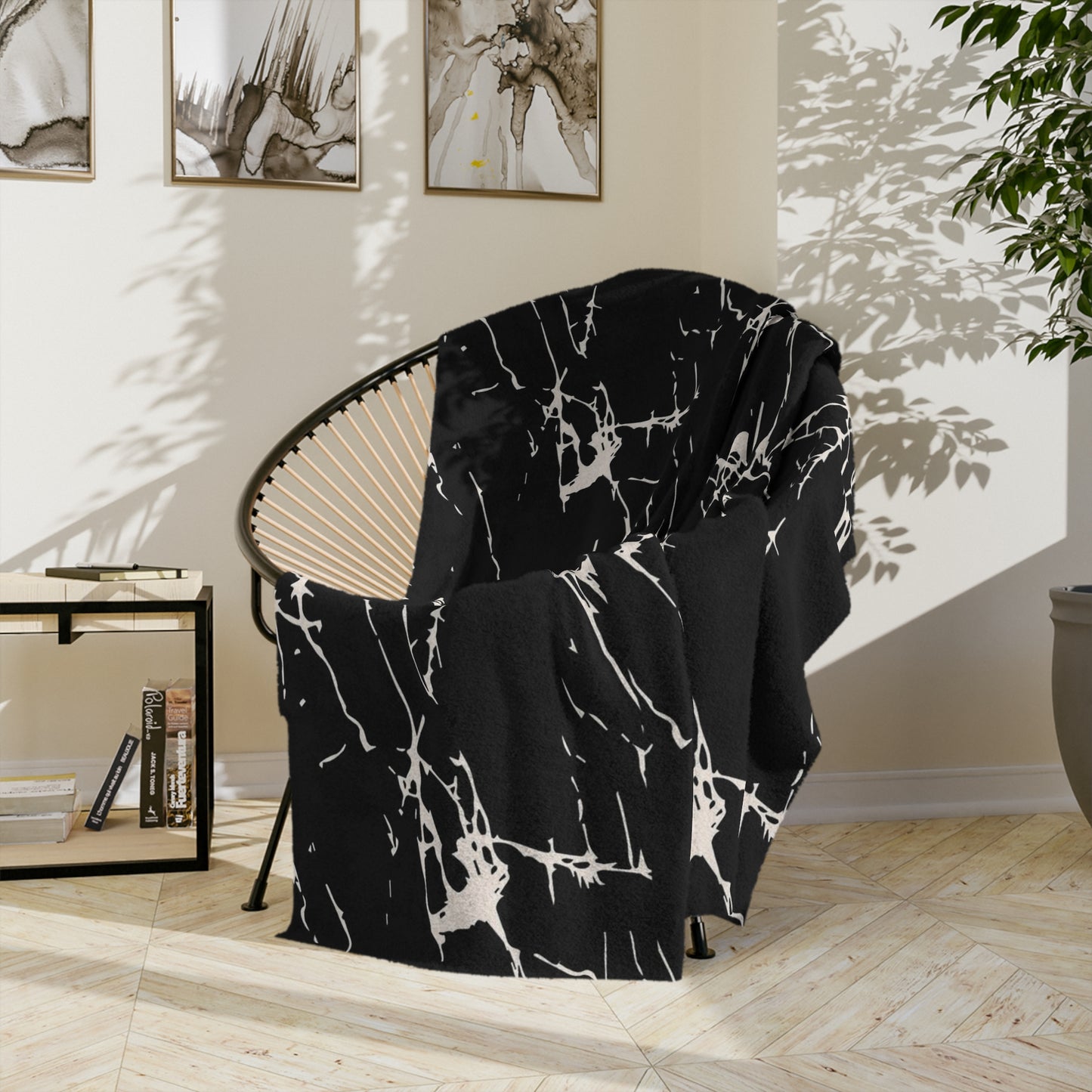 Marvelous Marble Theme Throw Sofa Bed Blanket Black White Marble - Soft Thick Velveteen Minky Throw Blanket