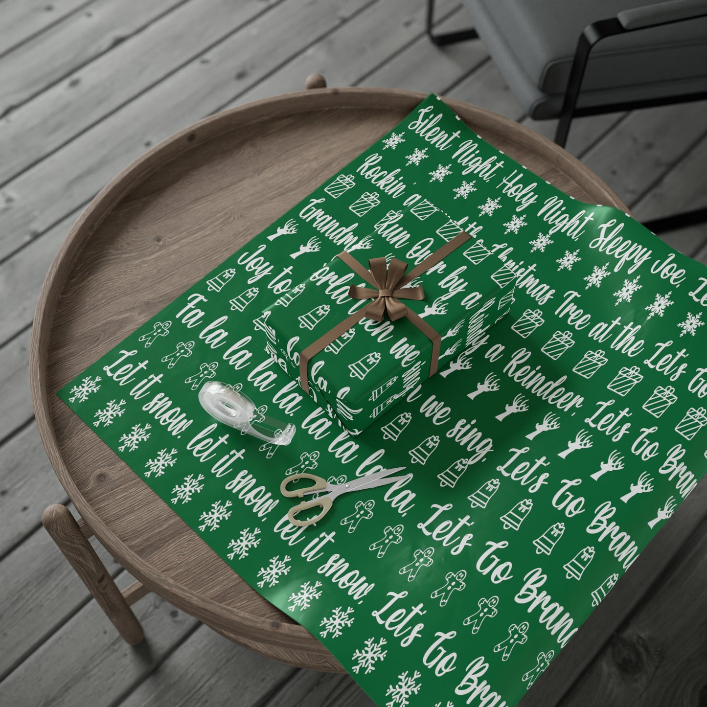 Funny Let's Go Brandon Christmas Gift Wrap Green - Brandon Trump Gift Wrap Funny Green Wrapping Paper