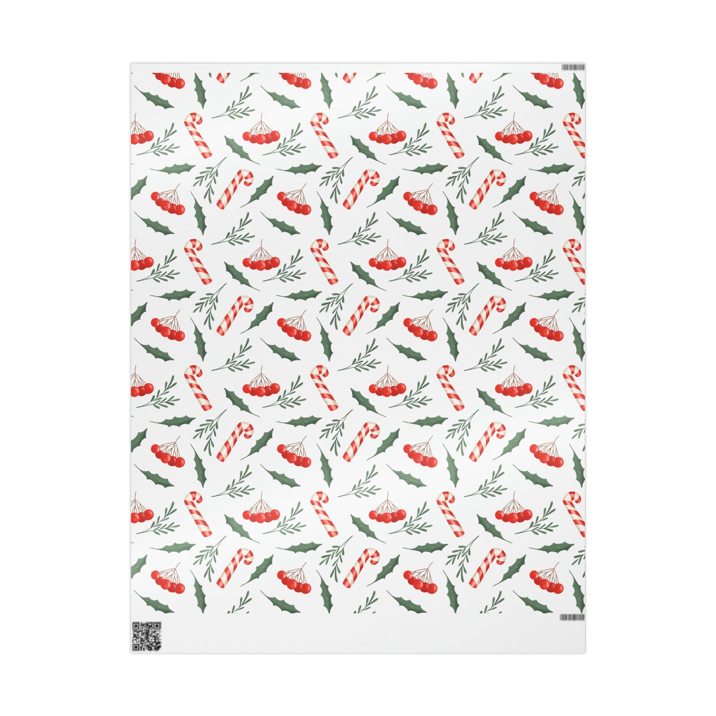 Candy Cane Holly Pastel Christmas Gift Wrap - Christmas Wrapping Paper