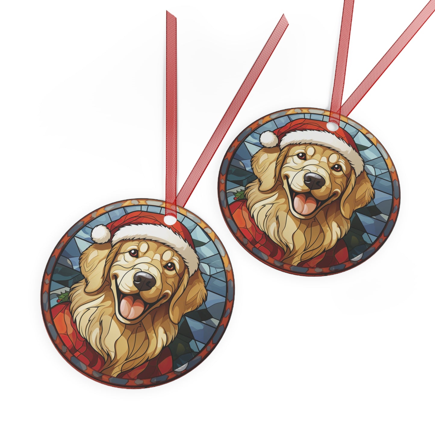 Cute Christma Dog Stained Glass Style Ornament Lightweight Shaterproof Metal Ornaments Christmas Dog Ornament Exchange Decoration Christmas