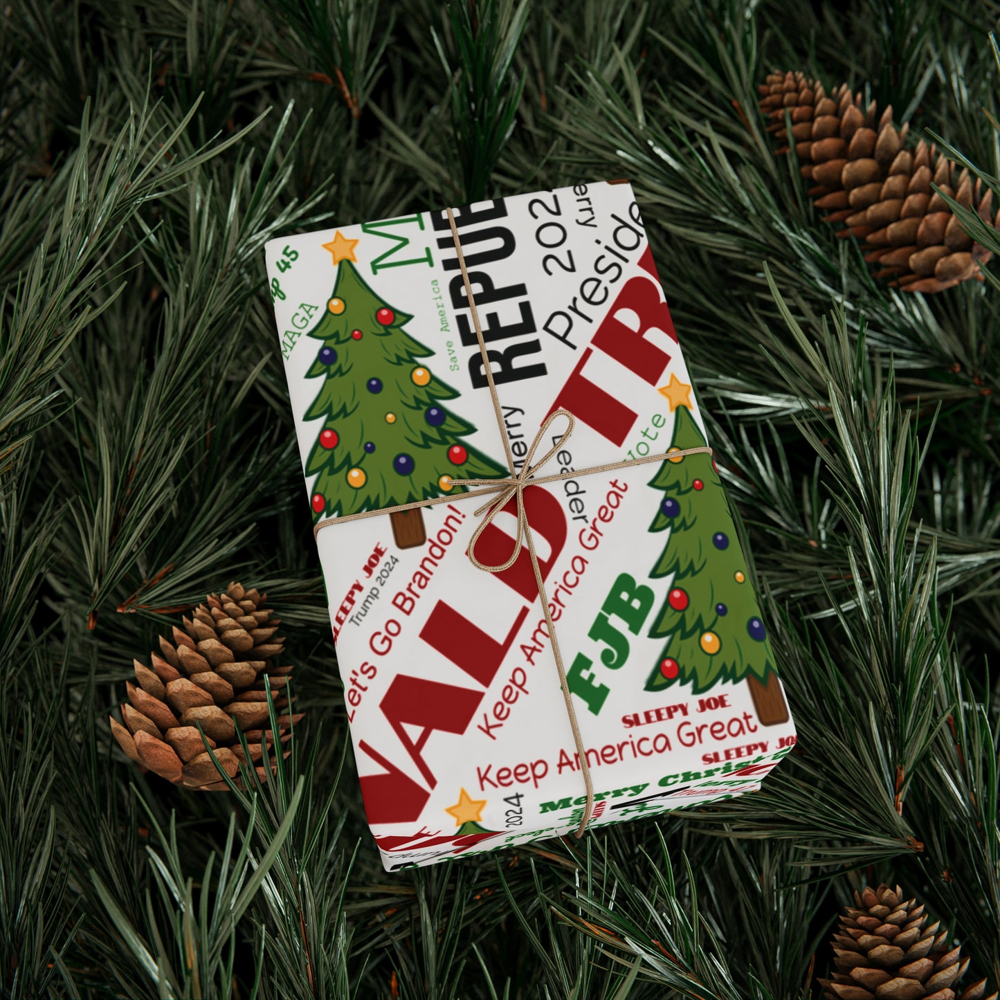 Christmas Word Wrap Trump Gift Wrap for Gifts Christmas - Let's Go Brandon Gift Wrap