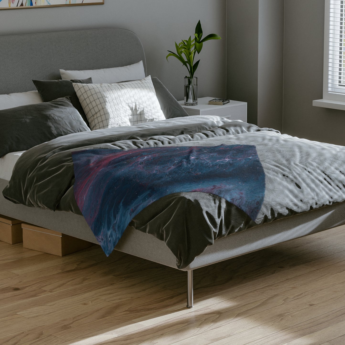 Amazing Acrylic Fluid Pattern Style Throw Sofa Bed Blanket - Soft Thick Velveteen Minky Throw Blanket