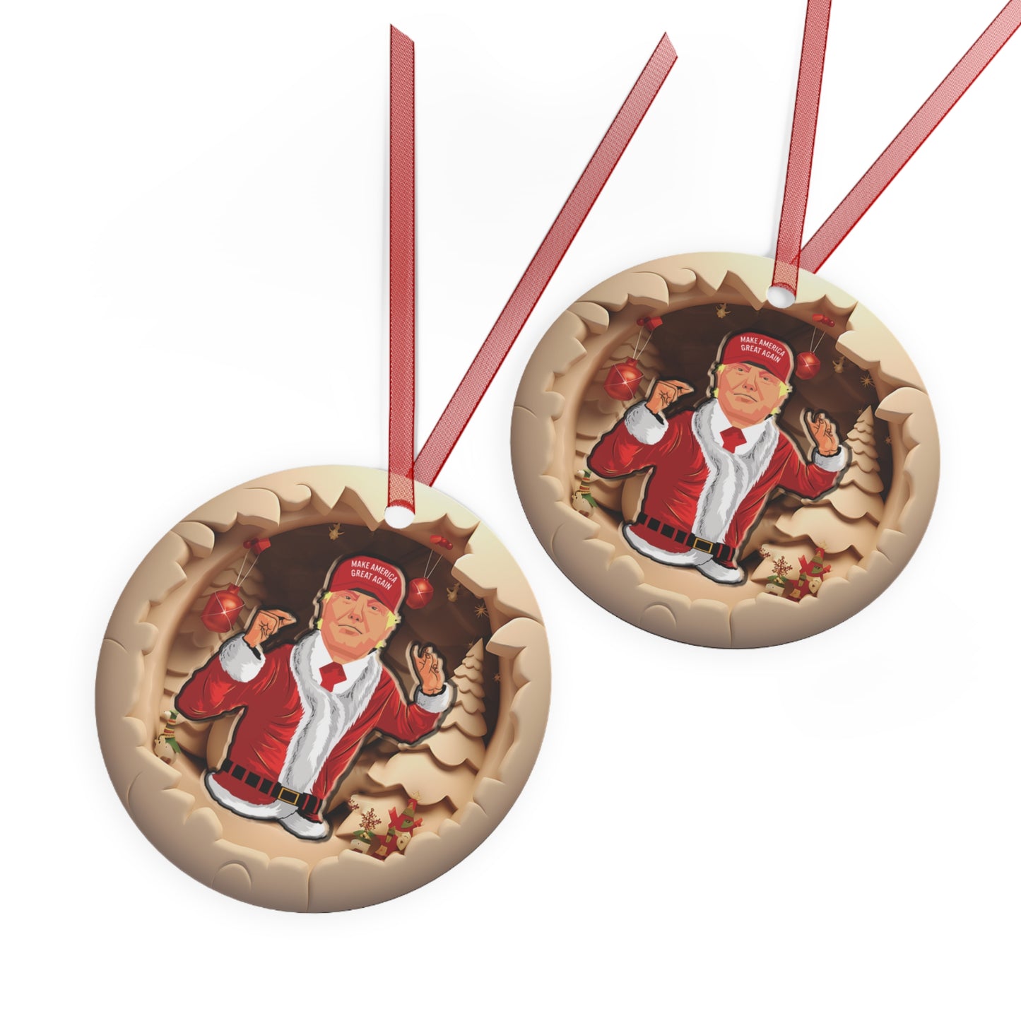 3D Christmas Ornament Funny Santa Trump Ornament Lightweight Shaterproof Metal Ornaments Christmas Ornament Exchange Christmas Trump MAGA
