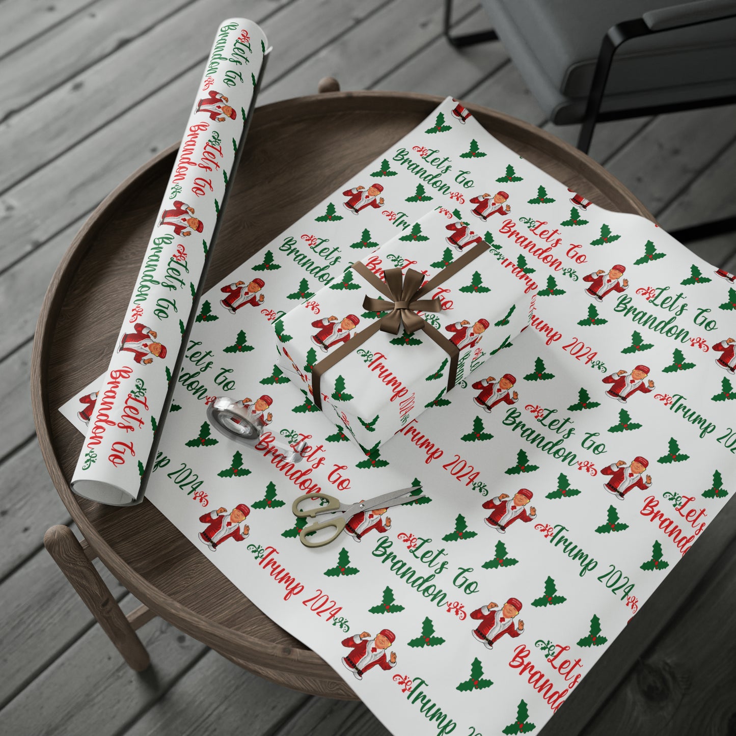 Christmas Trump 2024 Let's Go Brandon Wrapping Paper for Gifts