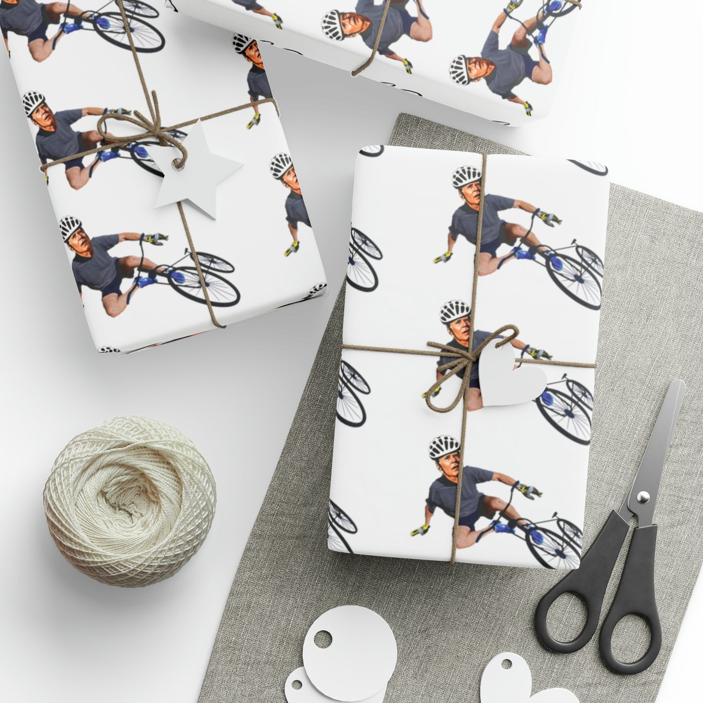 Let's Go Brandon Wrapping Paper - Hilarious Gift Wrap Biden Falling off Bike Christmas Gift Wrap