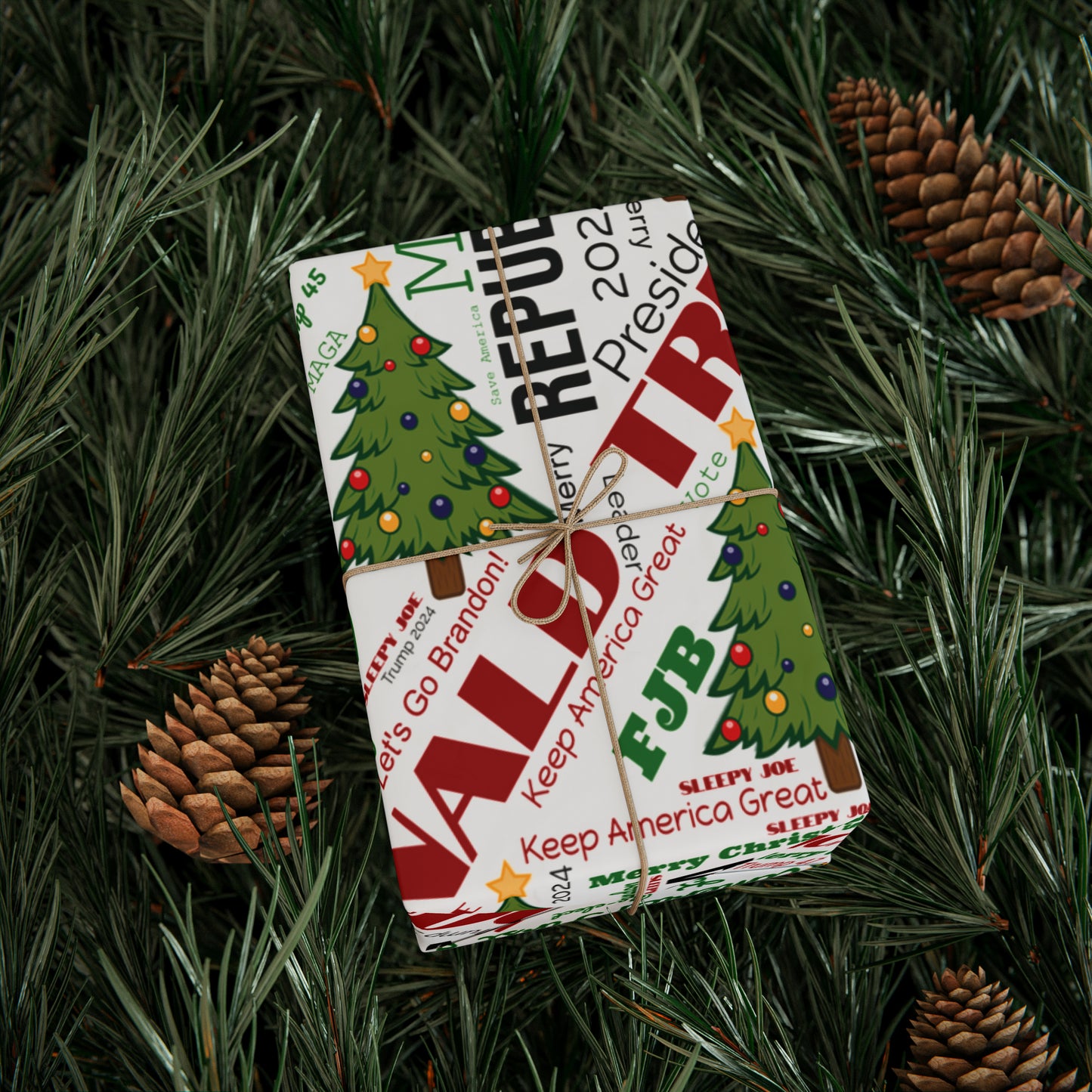 Christmas Word Wrap Trump Gift Wrap for Gifts Christmas - Let's Go Brandon Gift Wrap