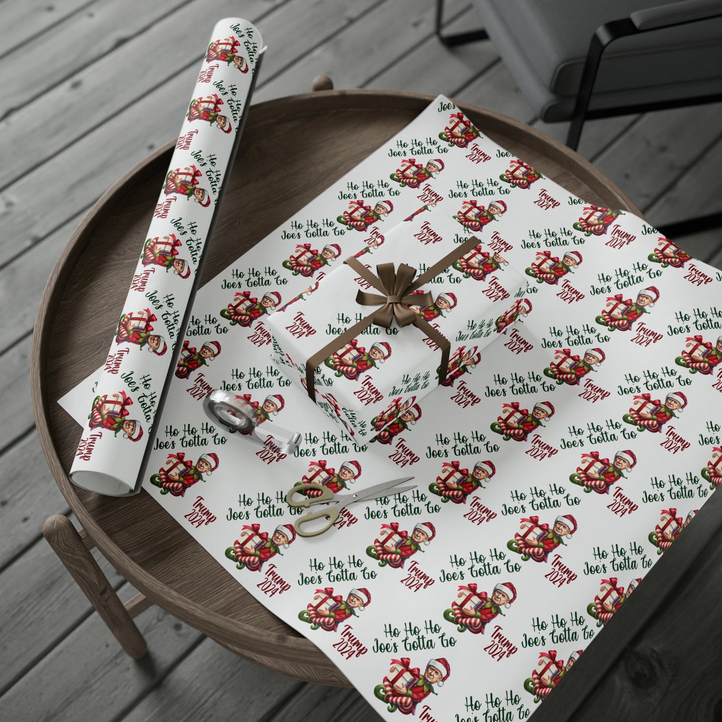 Trump Vs Biden Gift Wrap Christmas Gift Wrap Elf Trump 2024 Trump Elf Christmas Funny Gift Wrap Ho Ho Ho Joe's Gotta Go