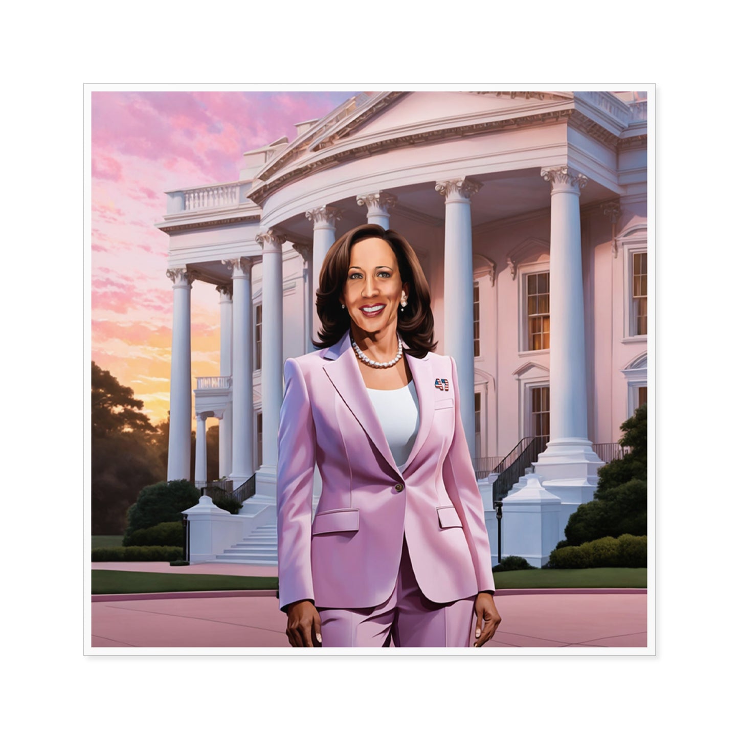 Kamala Harris Digi-Art Sticker, Indoor\Outdoor Vinyl Sticker, Kamala Harris 2024, Kamala White House, Vote Kamala 2024, Kamala Sticker