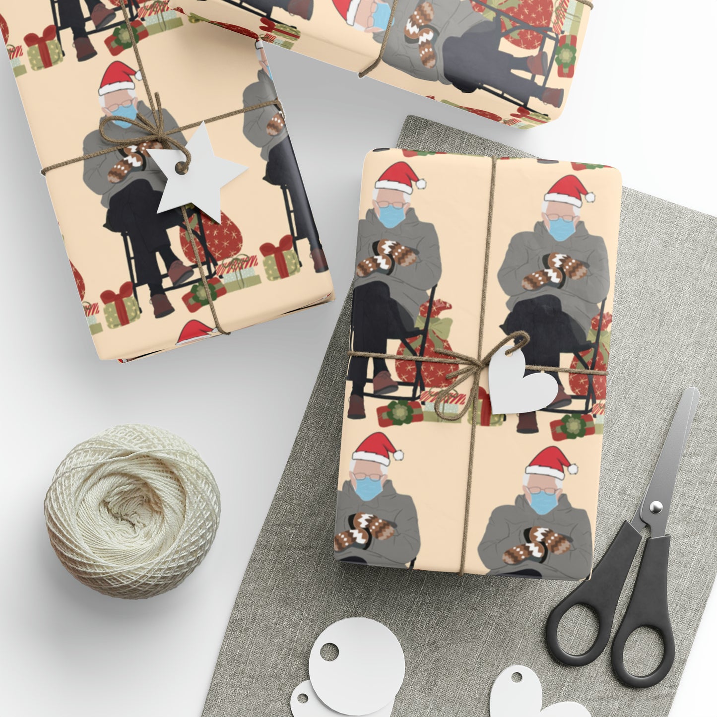 Bernie Sanders Mittens Meme Christmas Gift Wrap - Funny Bernie Wrapping Paper for Christmas