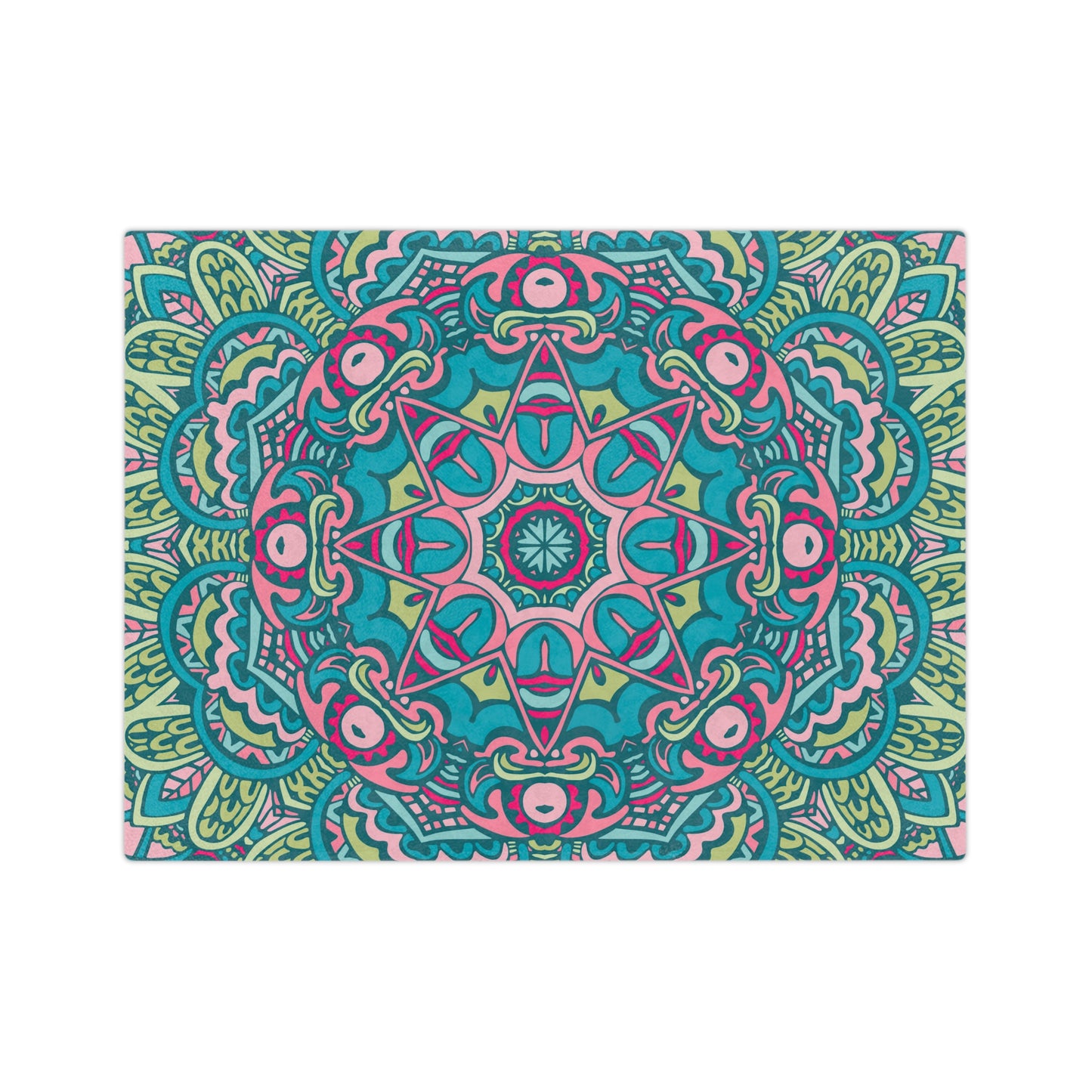 Glimmery Green Blue Purple Mandala Throw Sofa Bed Blanket - Soft Thick Velveteen Minky Throw Blanket