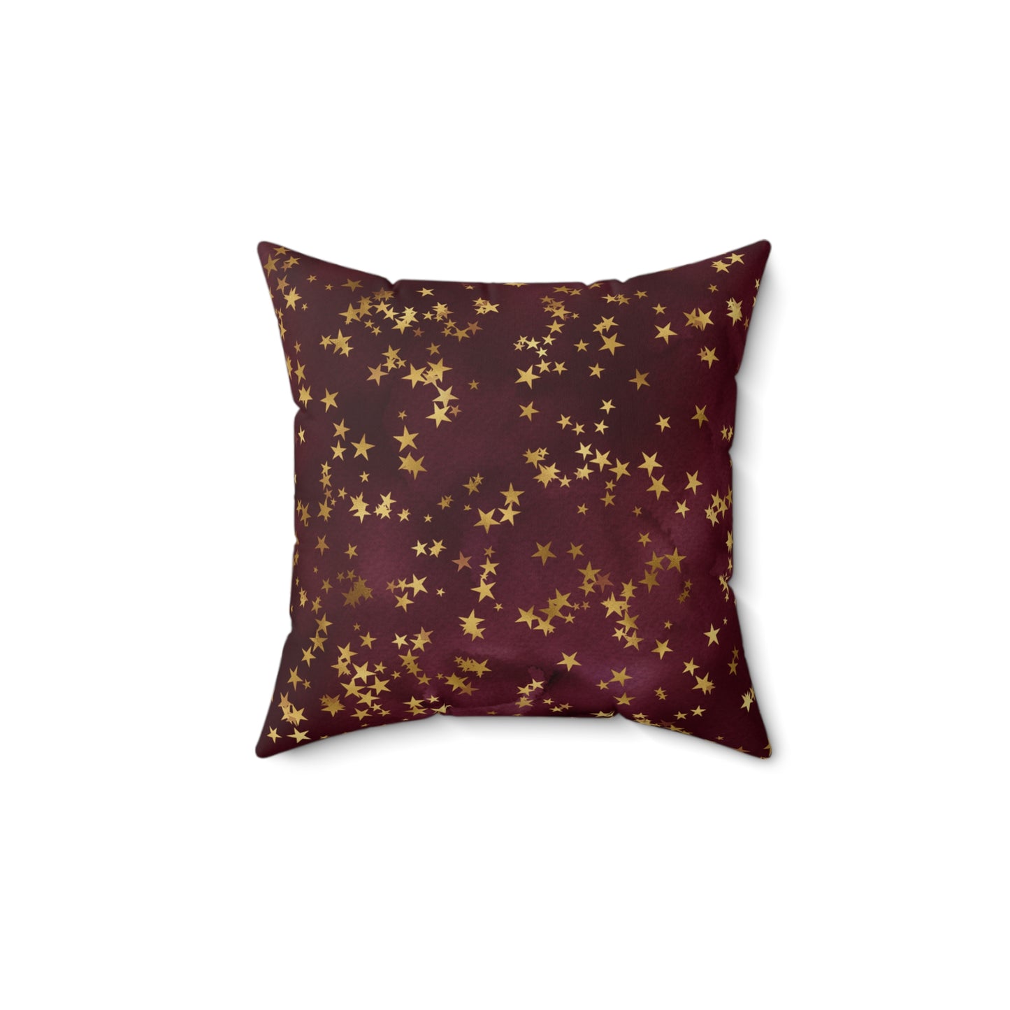 Fantasy Space Purple Wine Gold Stars Print Spun Polyester Square Pillow