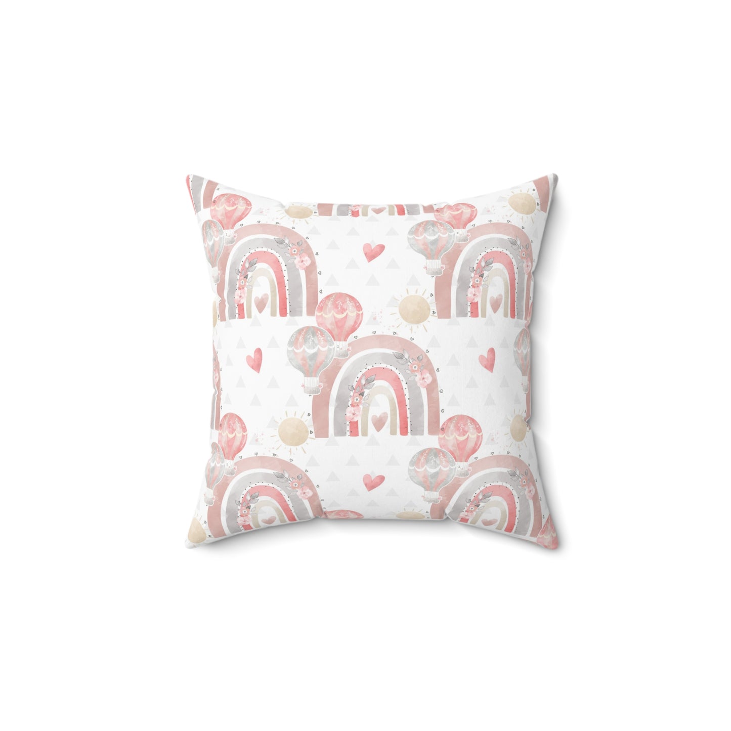 Cute Pillow Baby Room Theme - Pastel Rainbow Hot Air Balloons Double Sided Spun Polyester Square Pillow