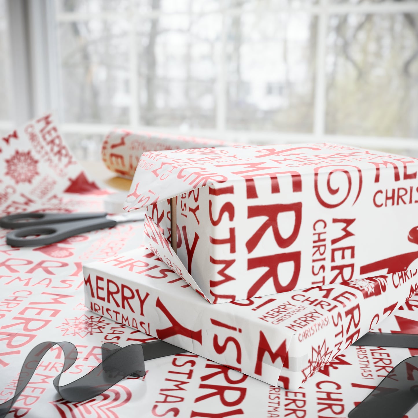Cute Holiday Christmas Gift Wrap - Red and White Christmas Wrapping Paper
