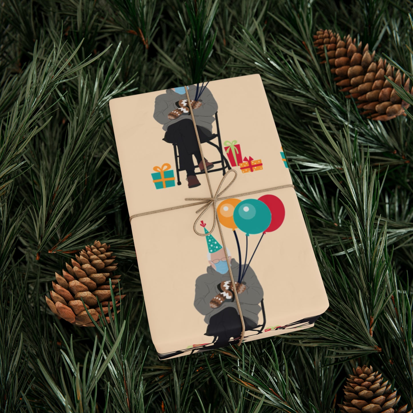 Funny Bernie Mittens Wrapping Paper Gift Bernie Sanders Meme Mittens Gift Birthday Wrapping
