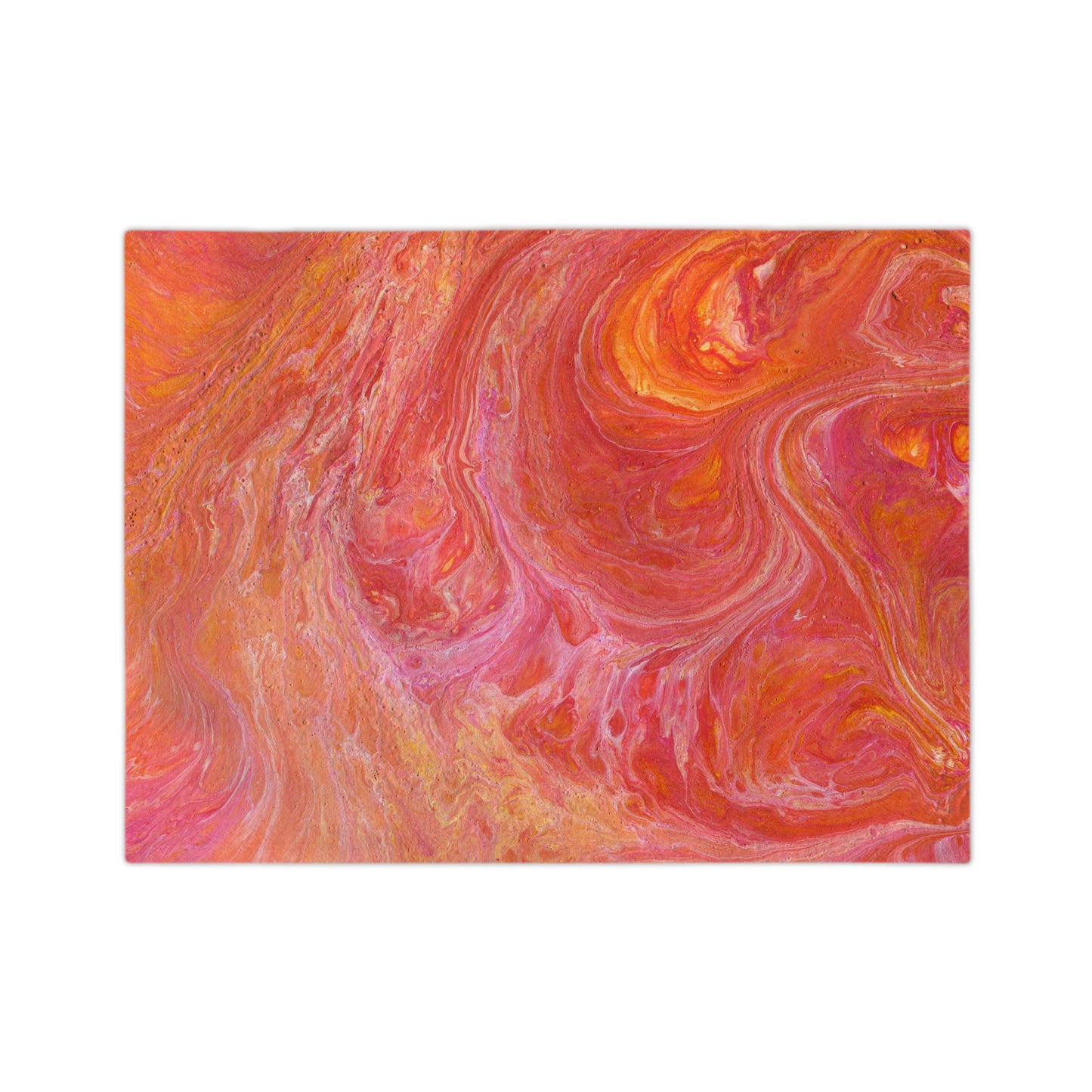 Orange Pink Hues Acrylic Fluid Pattern Style Throw Sofa Bed Blanket - Soft Thick Velveteen Minky Throw Blanket