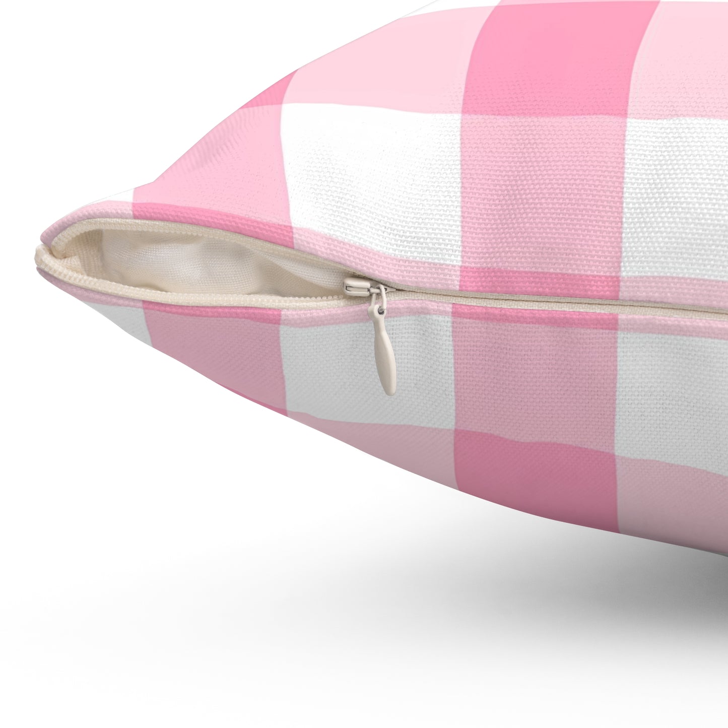 Pink White Plaid Pattern Print Spun Polyester Square Pillow Home Decor Pink Pillow