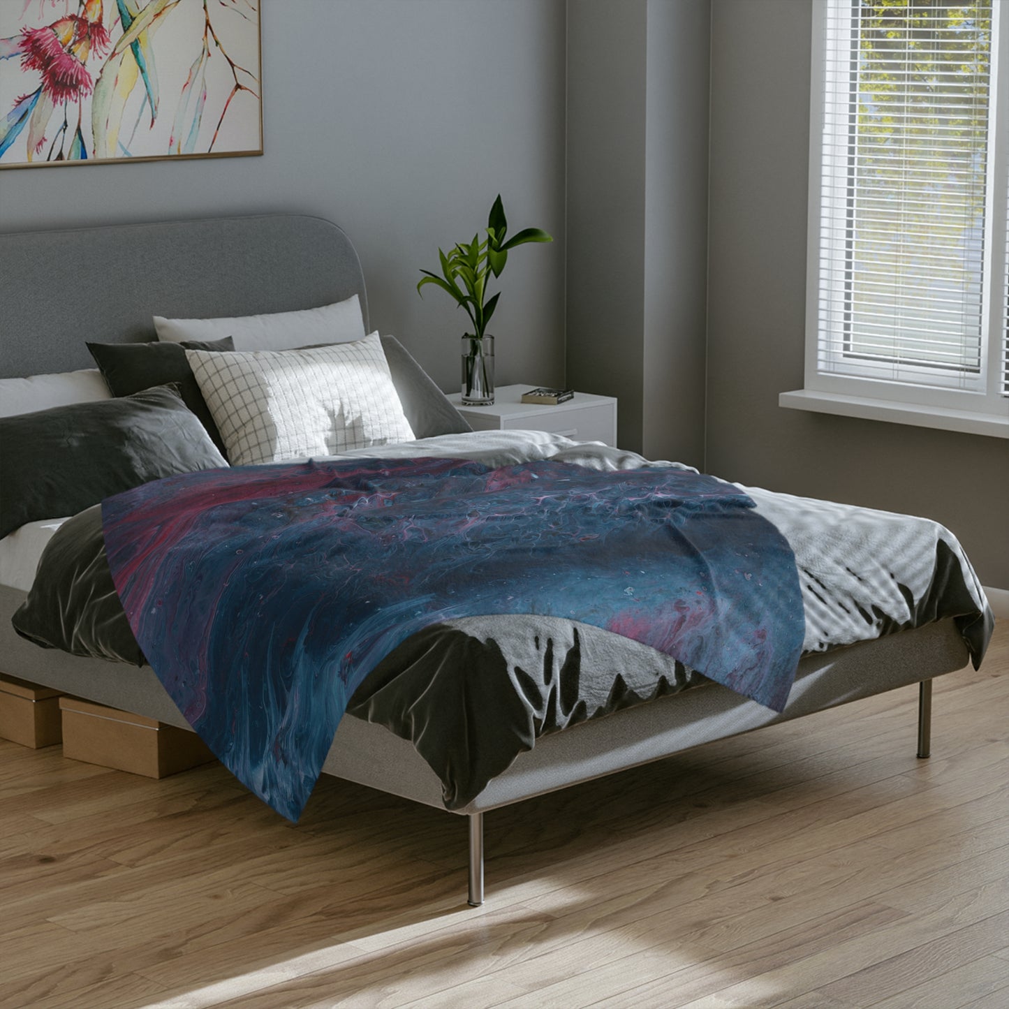 Amazing Acrylic Fluid Pattern Style Throw Sofa Bed Blanket - Soft Thick Velveteen Minky Throw Blanket