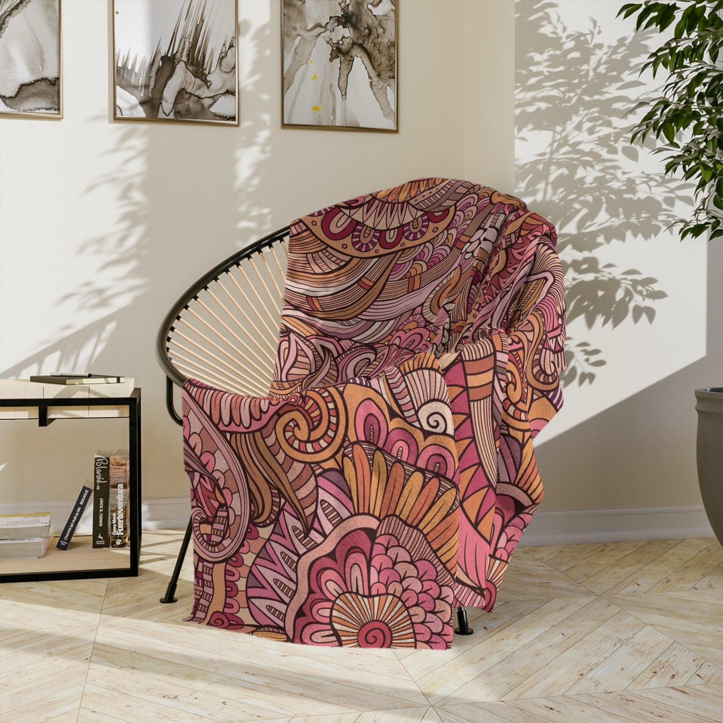 Beautiful Abstract Pink Theme Floral Throw Sofa Bed Blanket - Soft Thick Velveteen Minky Throw Blanket