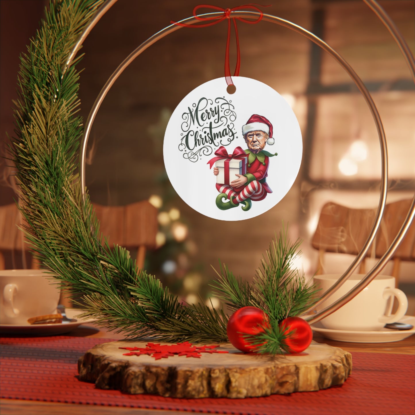 The Great Trump Elf Christmas Ornament Elf Trump Ornament Lightweight Shaterproof Metal Ornament
