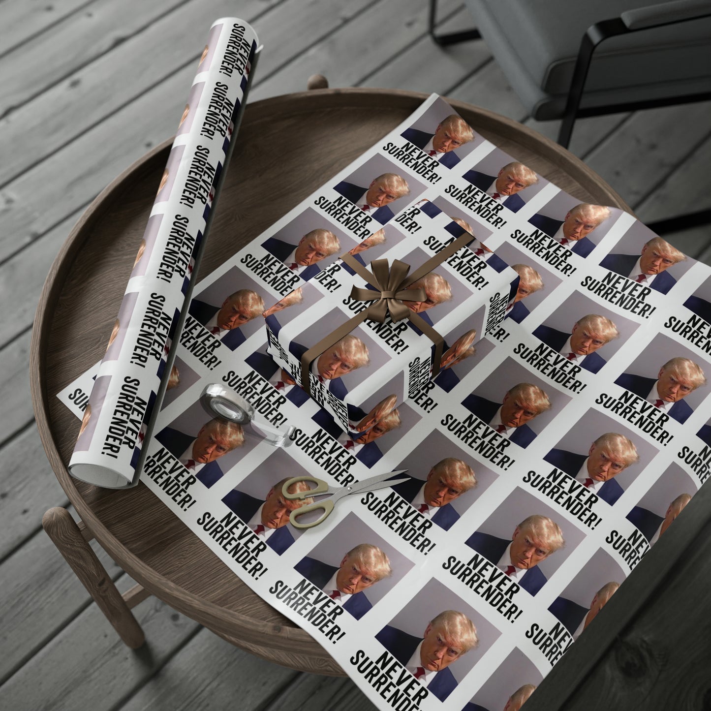 Trump Mugshot Gift Wrap Never Surrender Gift Wrap Trump 2024 Gift Wrap