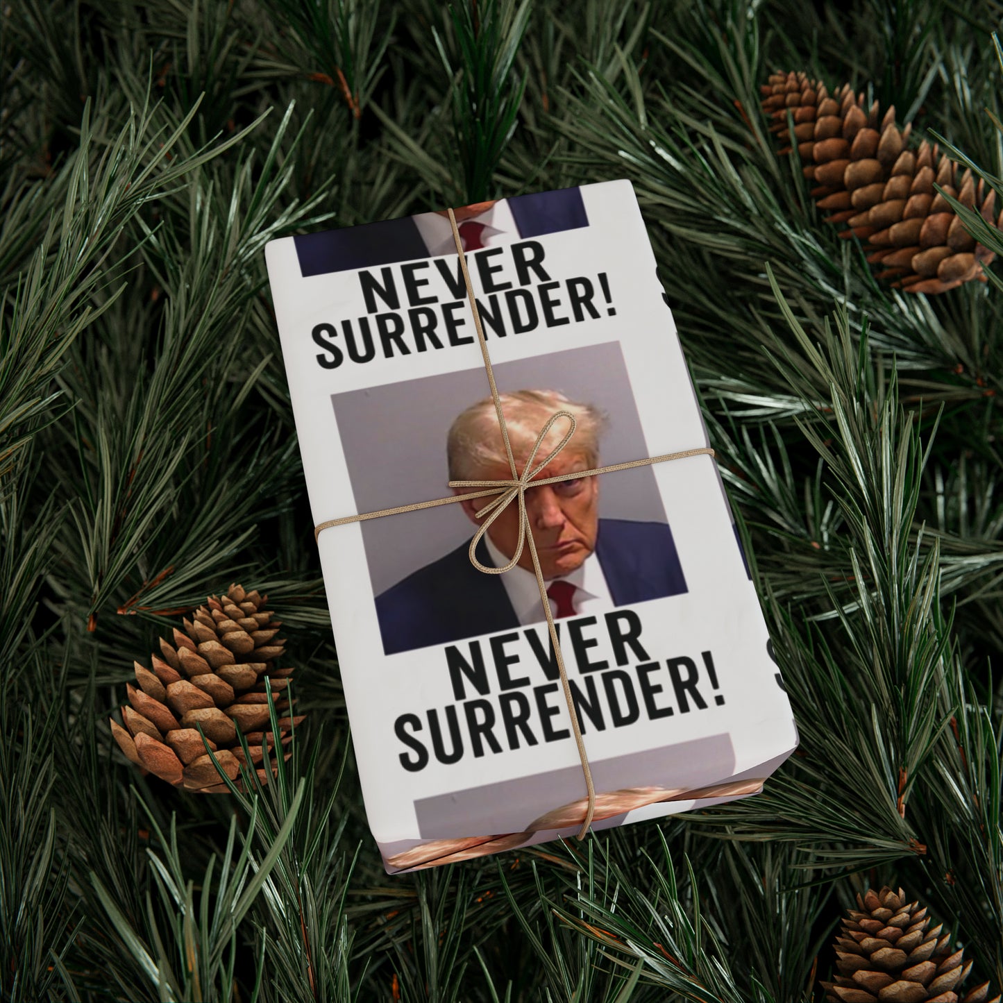 Trump Mugshot Gift Wrap Never Surrender Gift Wrap Trump 2024 Gift Wrap