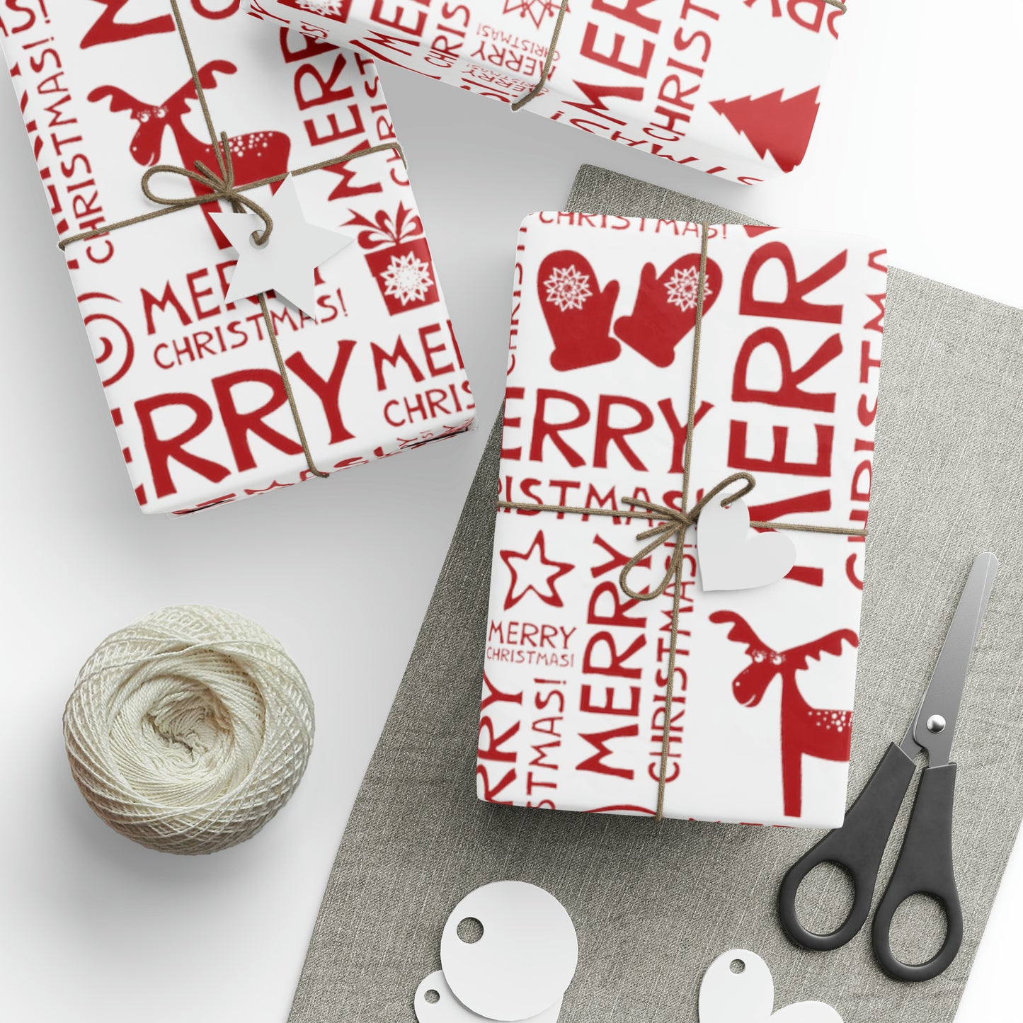 Cute Holiday Christmas Gift Wrap - Red and White Christmas Wrapping Paper