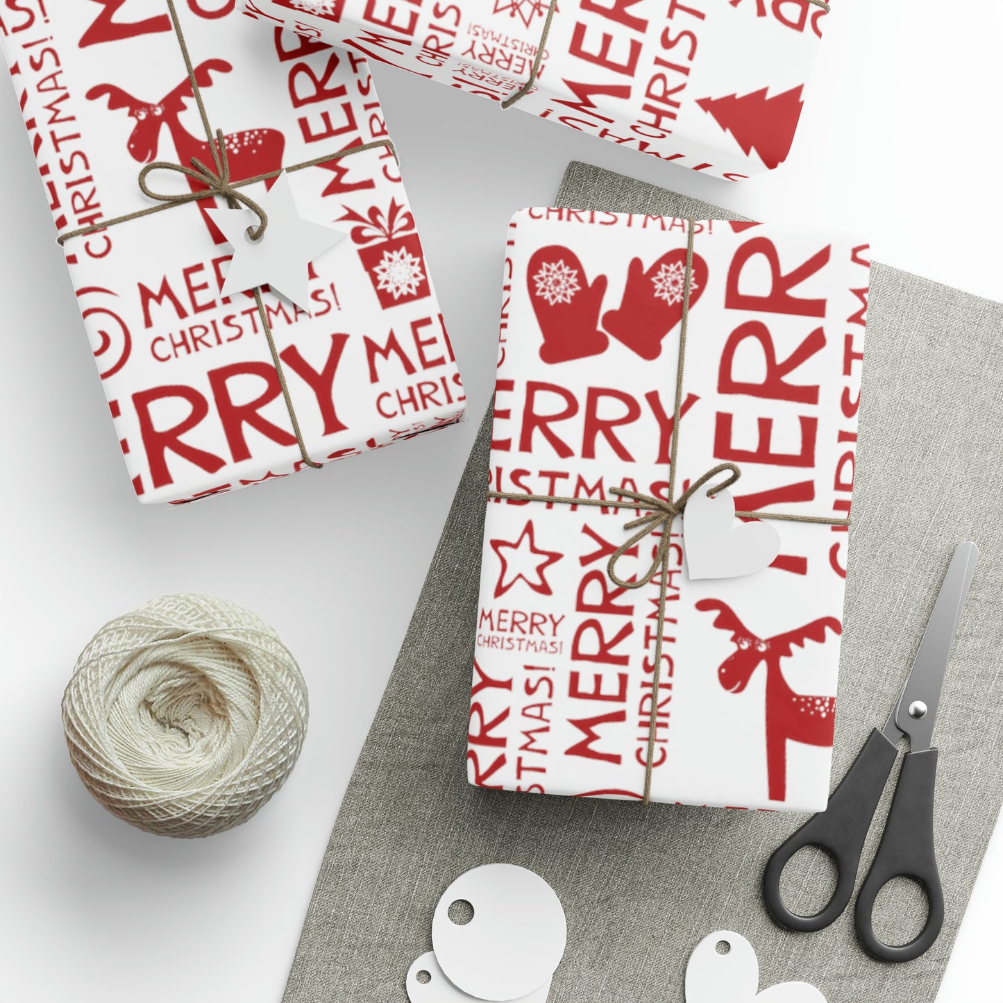 Cute Holiday Christmas Gift Wrap - Red and White Christmas Wrapping Paper
