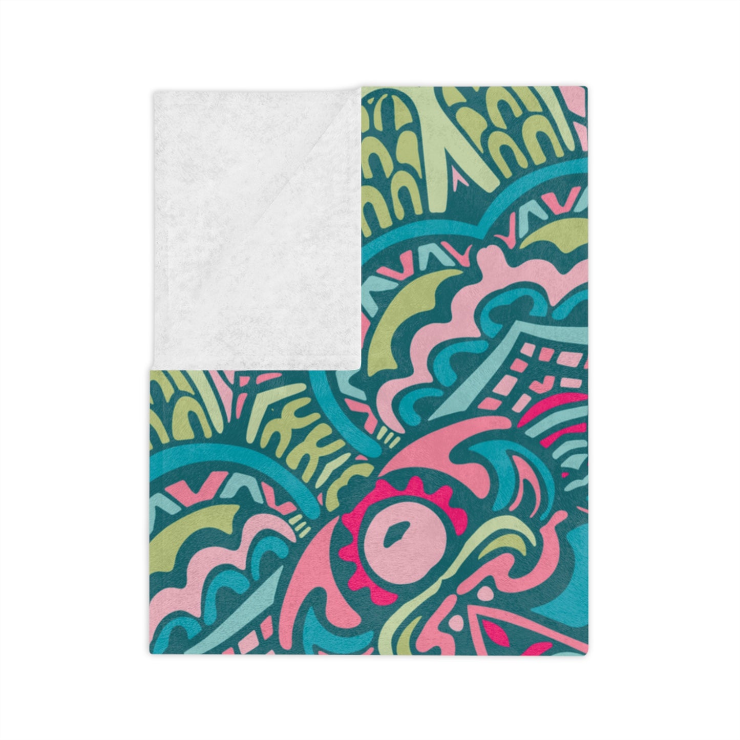 Glimmery Green Blue Purple Mandala Throw Sofa Bed Blanket - Soft Thick Velveteen Minky Throw Blanket