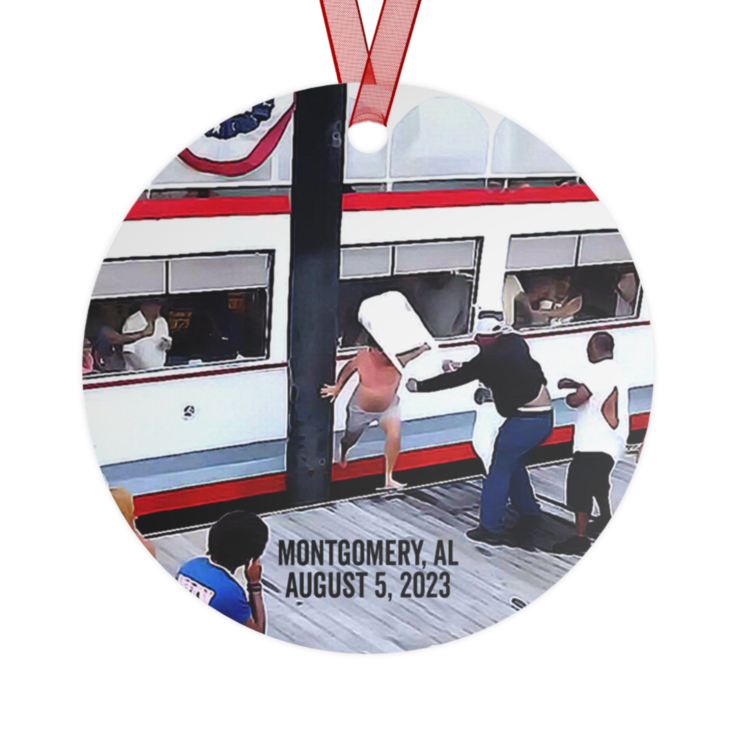 Montgomery Brawl Ornament Battle of Alabama August 2023 Keepsake Metal Ornaments Folding Chair 2023 Meme