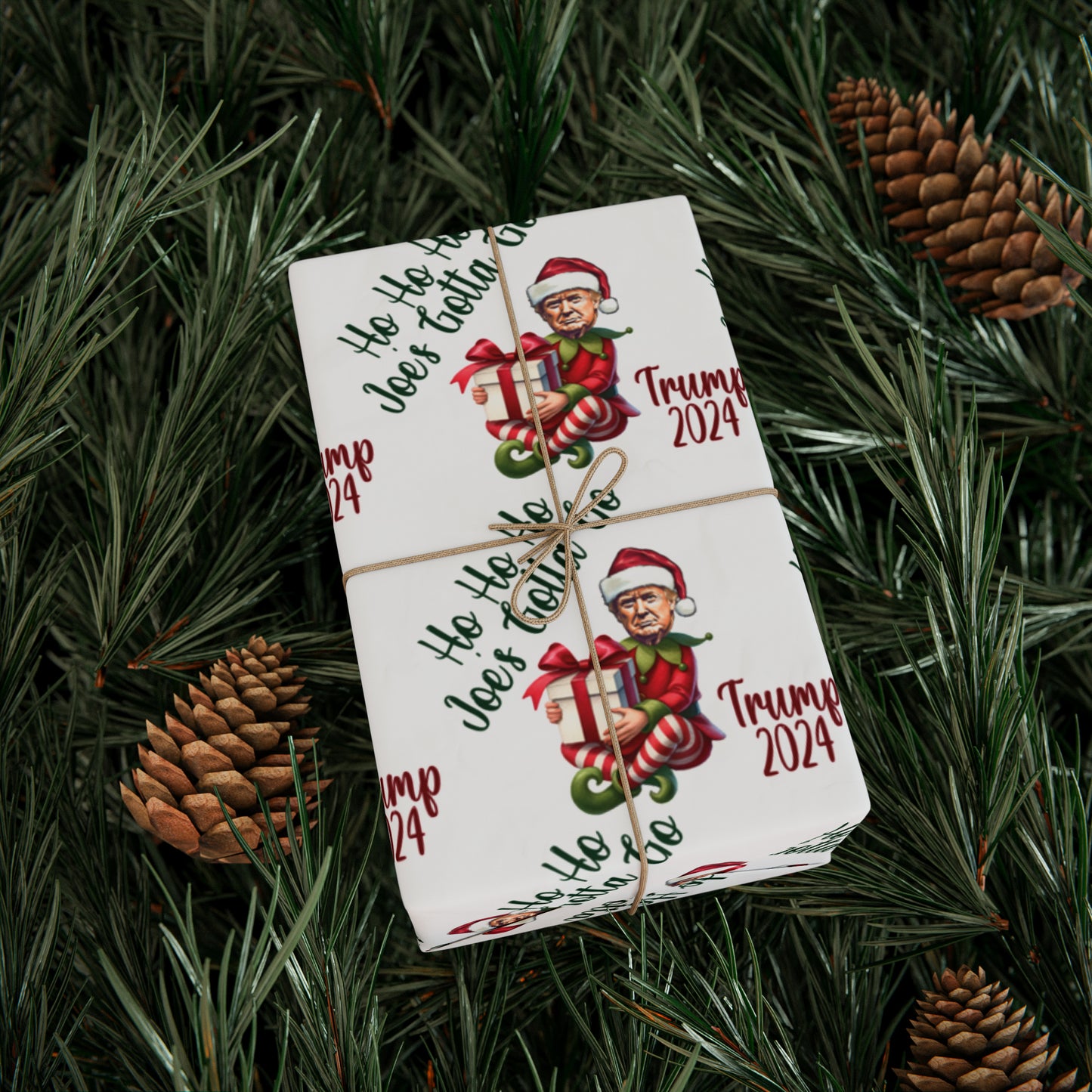 Trump Vs Biden Gift Wrap Christmas Gift Wrap Elf Trump 2024 Trump Elf Christmas Funny Gift Wrap Ho Ho Ho Joe's Gotta Go