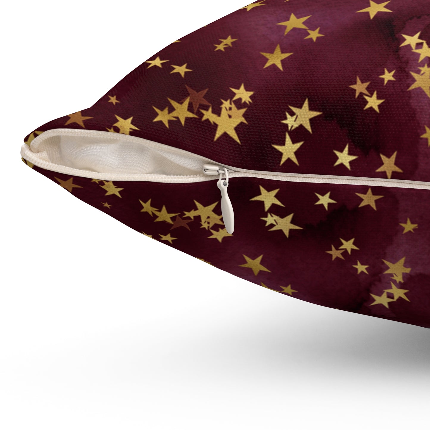 Fantasy Space Purple Wine Gold Stars Print Spun Polyester Square Pillow