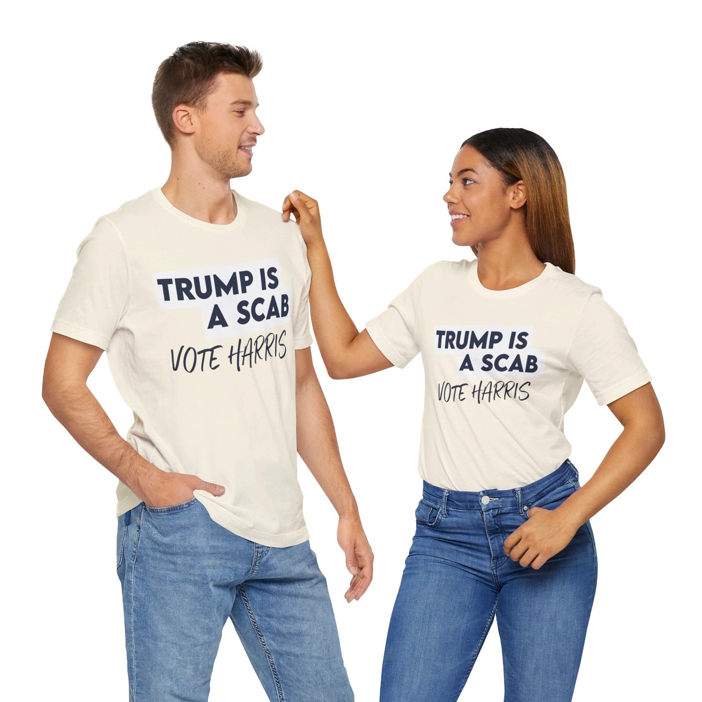 Trump is a Scab Vote Harris Shirt, Bella Canvas 3001 Unisex T-Shirt, Kamala Shirt, Kamala DNC Shirt - Anti Trump Shirt - Unions for Kamala