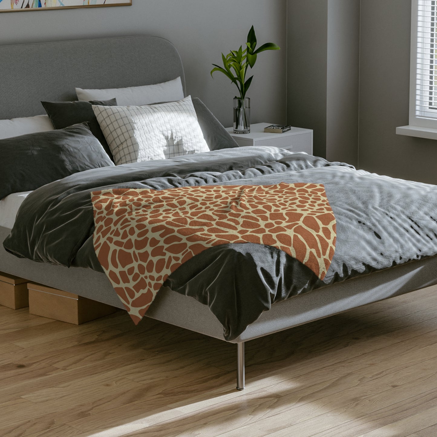 Gentle Giraffe Pattern Theme Throw Sofa Bed Blanket Giraffe Nursery - Soft Thick Velveteen Minky Throw Blanket