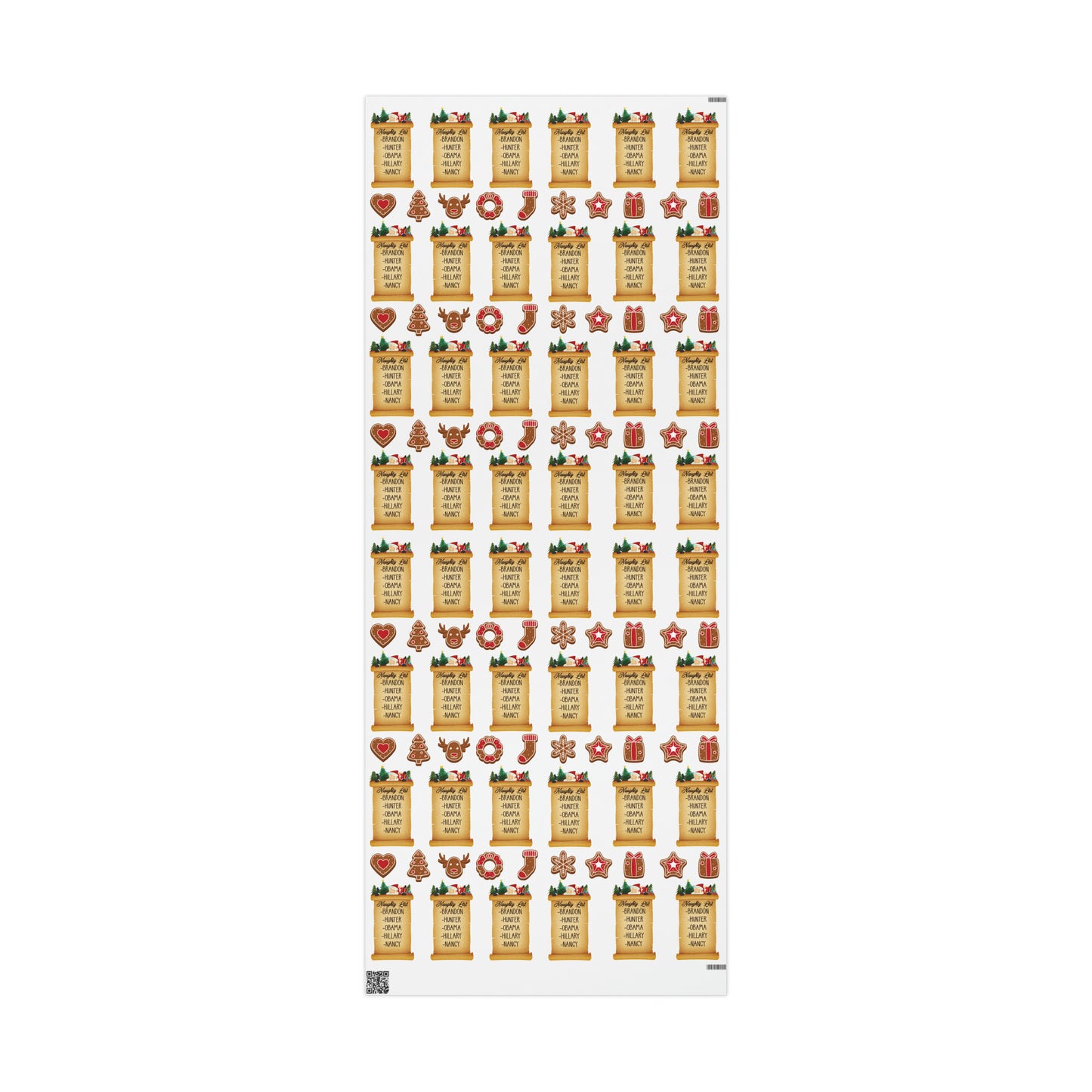Great Funny Trump Wrapping Paper for Gifts - Pro Trump Naughty List Gingerbread Christmas Gift Wrap
