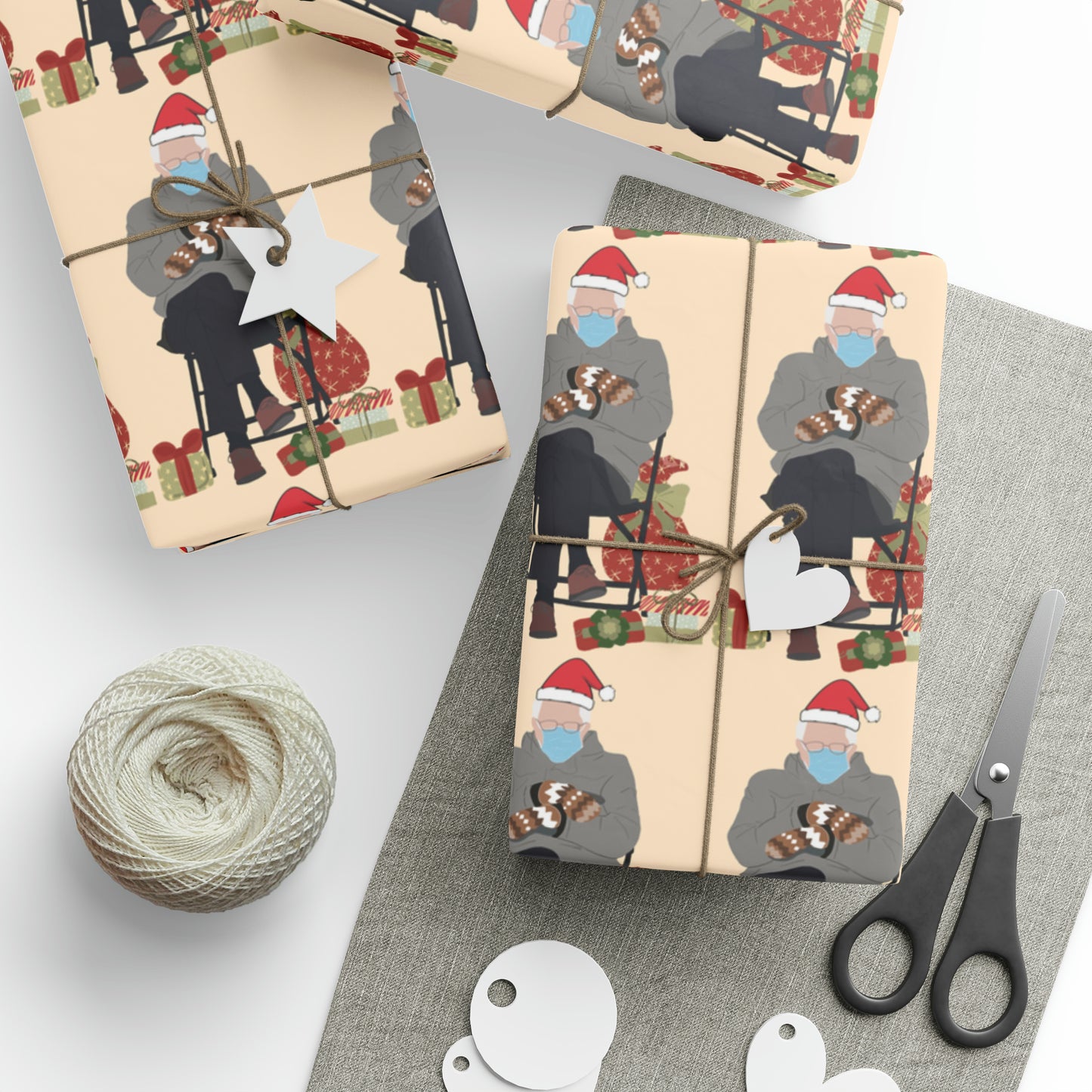 Bernie Sanders Mittens Meme Christmas Gift Wrap - Funny Bernie Wrapping Paper for Christmas