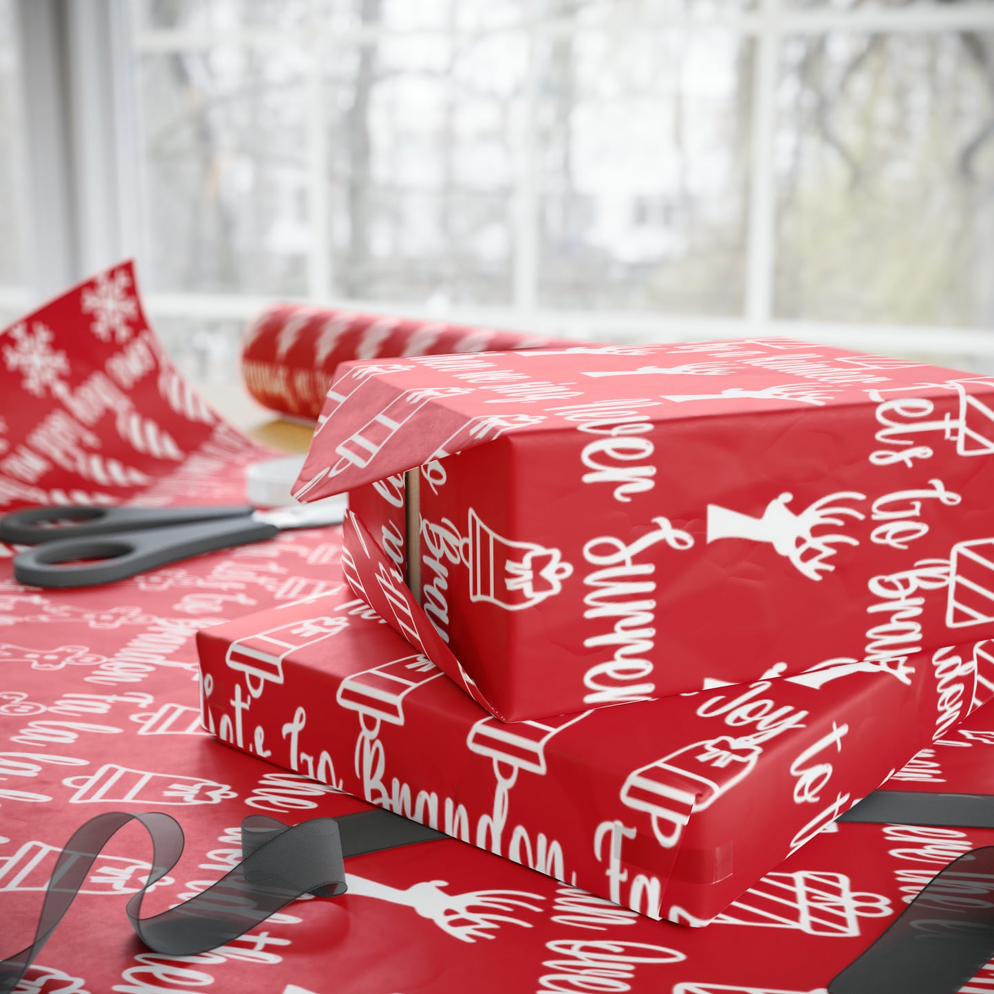 Let's Go Brandon Christmas Gift Wrap Red 2023 Version Pro Trump Gift Wrap Funny Christmas Songs