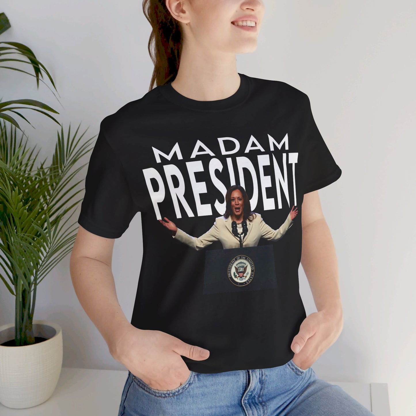 Madam President Kamala Harris, Bella Canvas 3001 Unisex T-Shirt, Kamala Shirt, Kamala DNC Shirt - Anti Trump, Democracy Shirt, Kamala Shirt