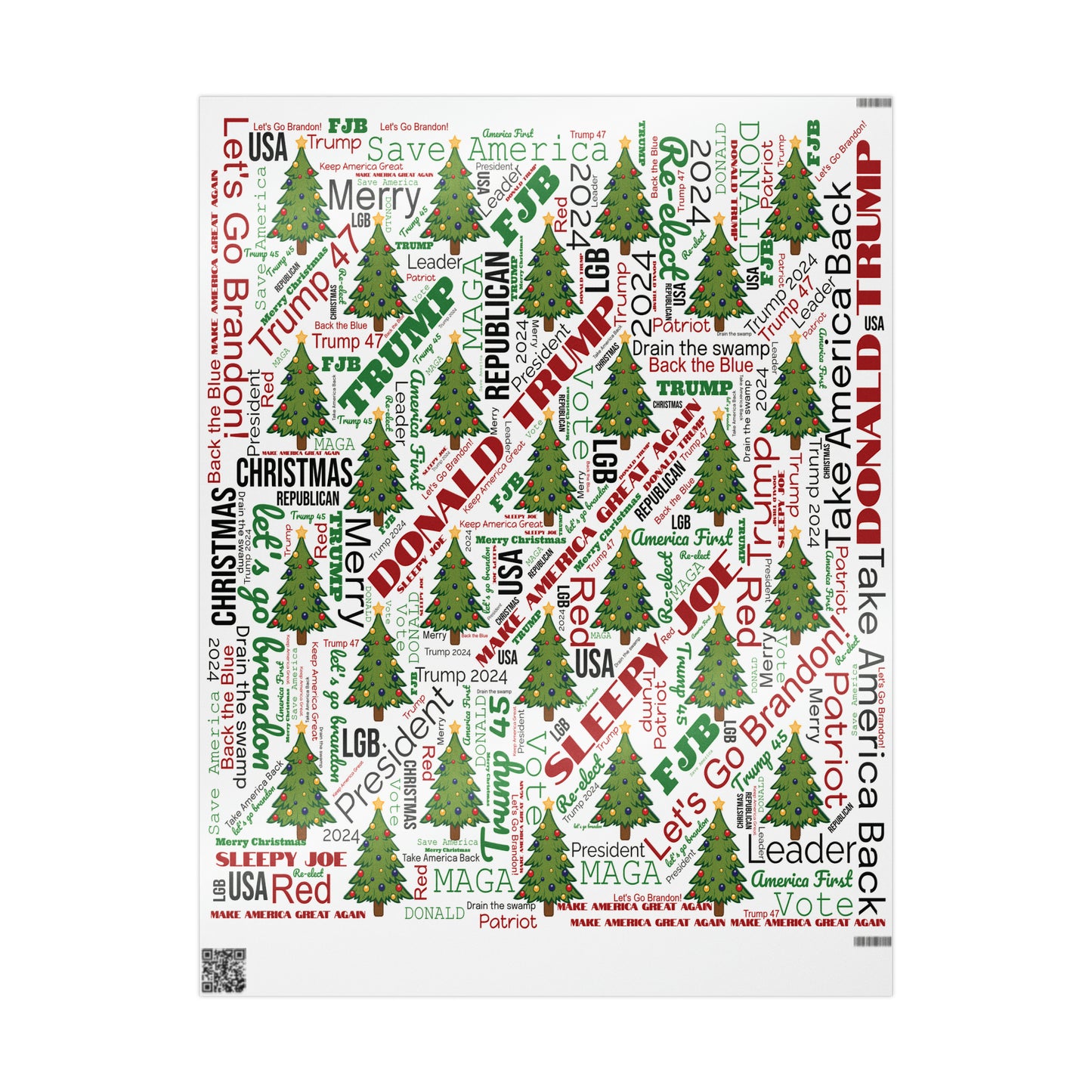 Christmas Word Wrap Trump Gift Wrap for Gifts Christmas - Let's Go Brandon Gift Wrap