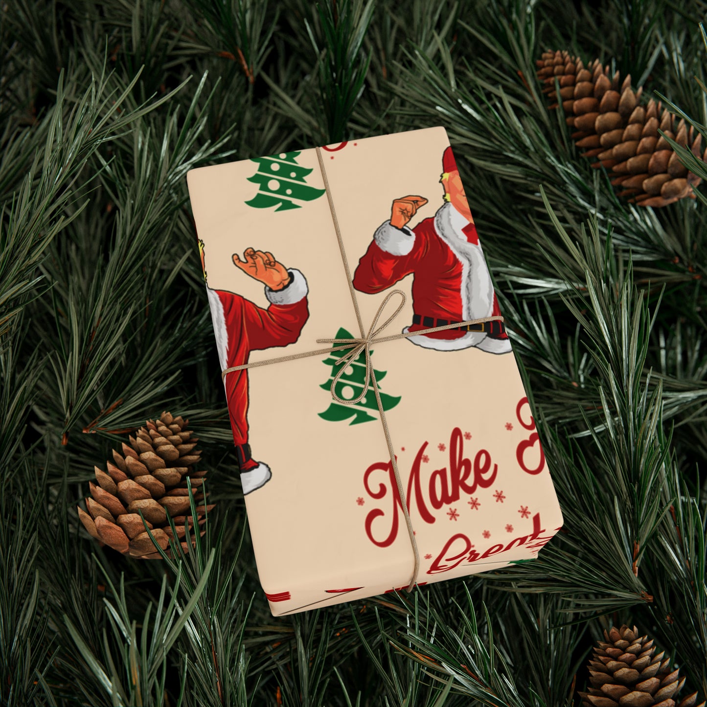 Funny MAGA Trump Christmas Wrapping Paper - Make America Great Again Gift - Joe Let's Go Brandon Funny Santa Trump Wrapping Paper